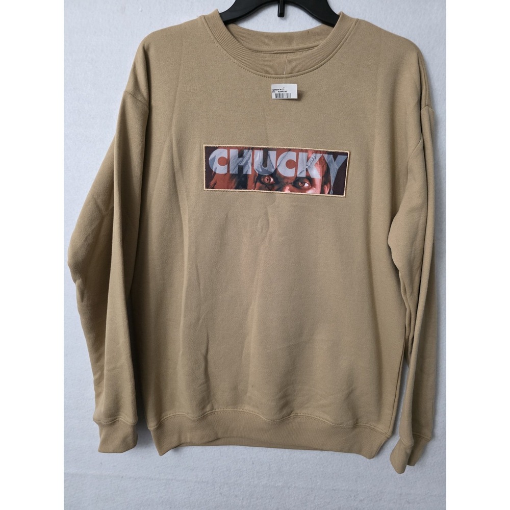 Chucky Horror Movie‎ Sweatshirt Adult Sz S beige Crewneck LongSleeve Unisex